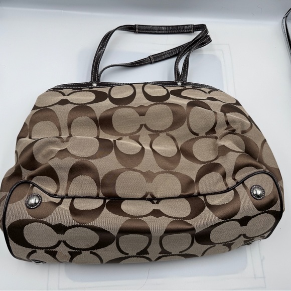 100% Authentic Coach Brown CC Logo Stripe Shoulder Bag - Picture 4 of 6
